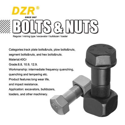 Excavator Track Bolt And Nut Head Grade M22*73Mm 330 Plow 5/8*2-1/2 OEM No. 4F3656/4K0367 Hex Flange M8