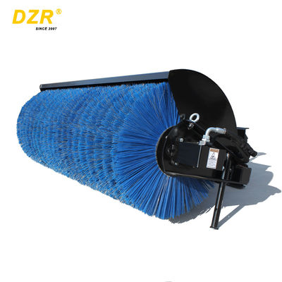 Mini Skid Steer Hydraulic Angle Broom With Poly / Wire Brush