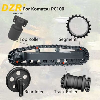 Chassis Assembly Excavator Top Track Roller Idler Sprocket Segment For KOMATSU PC100  Undercarriage Spare Parts203-30-00140 203-30-53001 203-27-41111 203-30-00100